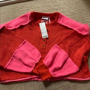 Red and Pink Textured Sweater